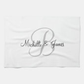 Aangepaste monogram keukenhanddoek voor pasgetrouw (Horizontaal)