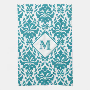 Aangepaste monogram keukenhanddoeken voor Damask P