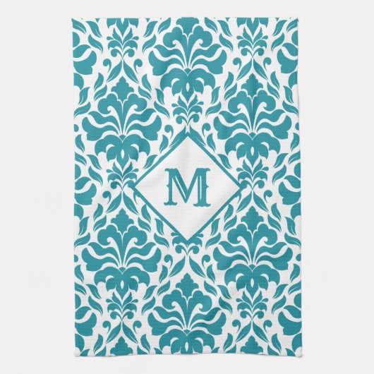 Aangepaste monogram keukenhanddoeken voor Damask P (Verticaal)