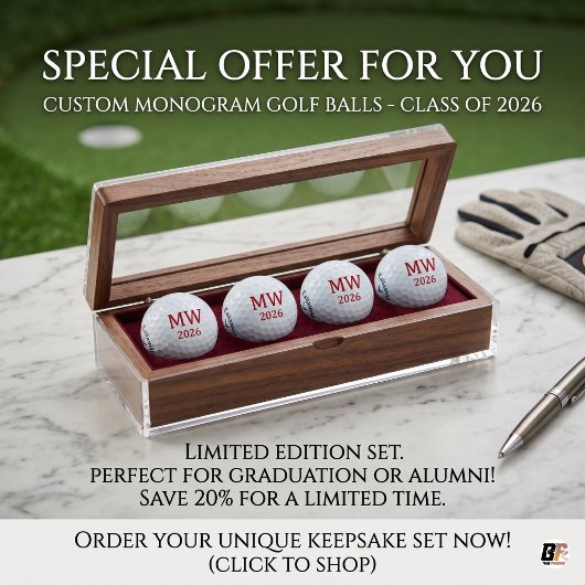 Aangepaste Monogram Klas van 2026 Varsity Golfballen