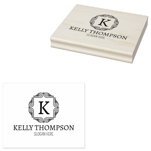  aangepaste monogram, klein bedrijf groot rubberstempel (Gestempeld)