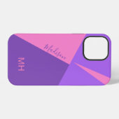 Aangepaste monogram Kleur Blokkeert telefoondozen iPhone Hoesje (Achterkant horizontaal)