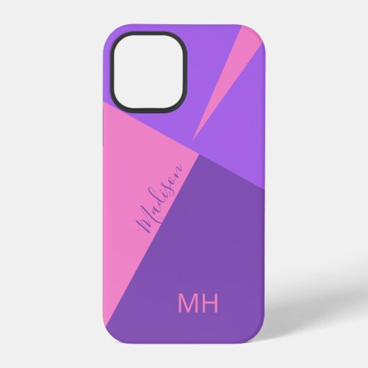 Aangepaste monogram Kleur Blokkeert telefoondozen iPhone Hoesje (Achterkant)