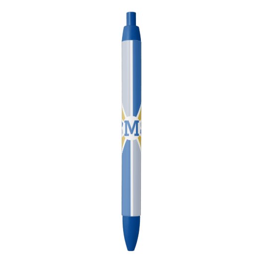 Aangepaste monogram kleurenwiel / Rays Blauwe Inkt Pen (Voorkant Verticaal)