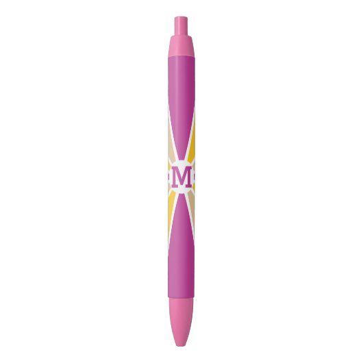 Aangepaste monogram kleurenwiel / Rays Zwarte Inkt Pen (Voorkant Verticaal)