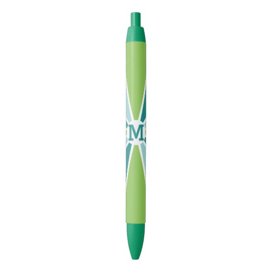 Aangepaste monogram kleurenwiel / Rays Zwarte Inkt Pen (Voorkant Verticaal)