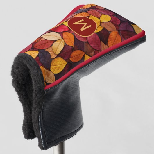 Aangepaste Monogram Kleurrijke Herfst bladeren Golfheadcover (3/4 voorkant)