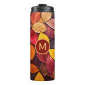 Aangepaste Monogram Kleurrijke Herfst bladeren Thermosbeker (Voorkant)