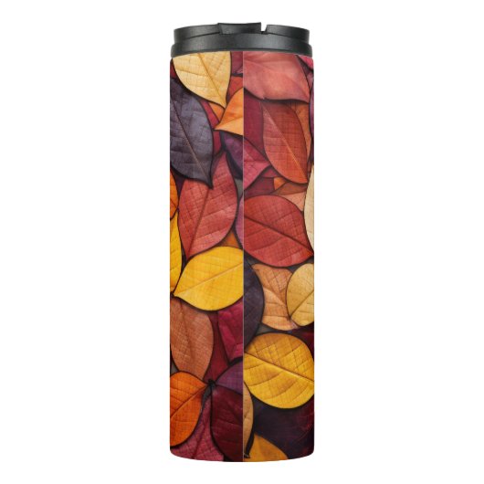 Aangepaste Monogram Kleurrijke Herfst bladeren Thermosbeker (Achterkant)