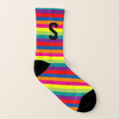 Aangepaste monogram kleurrijke regenboog gestreept sokken (Links binnenkant)