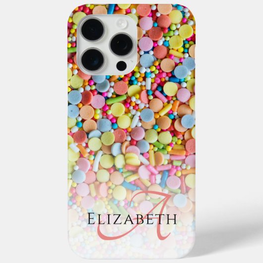 Aangepaste Monogram Kleurrijke Snoep Ombre Case-Mate iPhone Case (Achterkant)