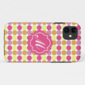 Aangepaste Monogram Kleurrijke Stippen iPhone Case (Achterkant (horizontaal))