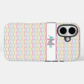 Aangepaste Monogram Kleurrijke Wavy Stripes Pastel Case-Mate iPhone Case (Achterkant (horizontaal))