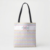 Aangepaste Monogram Kleurrijke Wavy Stripes Pastel