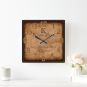 Aangepaste monogram klok 3 Tekstvakken (Huis)