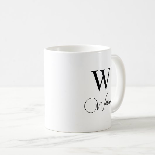 Aangepaste Monogram, Koffie Mok met Letter en Naam (Voorkant rechts)