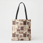 Aangepaste monogram koffiepatroon tote bag (Voorkant)