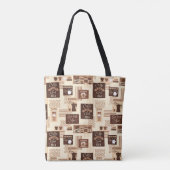 Aangepaste monogram koffiepatroon tote bag (Achterkant)