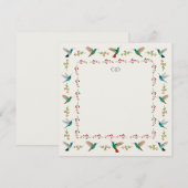 Aangepaste Monogram Kolibrie Rand Notitiekaartje (Voorkant / Achterkant)