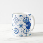 Aangepaste Monogram Kompas Roos Koffie Mok (Voorkant rechts)