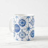 Aangepaste Monogram Kompas Roos Koffie Mok (Voorkant links)