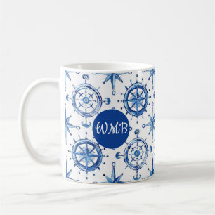 Aangepaste Monogram Kompas Roos Koffie Mok