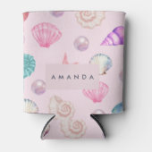 Aangepaste Monogram Kust Zeeschelp Pearl Ocean Gif Blikjeskoeler (Voorkant)