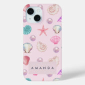 Aangepaste Monogram Kust Zeeschelp Pearl Ocean Gif Case-Mate iPhone Case (Achterkant)