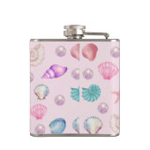 Aangepaste Monogram Kust Zeeschelp Pearl Ocean Gif Heupfles (Achterkant)