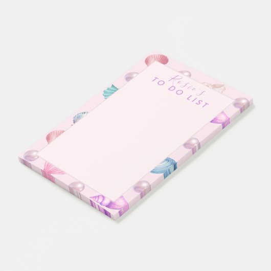 Aangepaste Monogram Kust Zeeschelp Pearl Ocean Gif Post-it® Notes (Schuin)