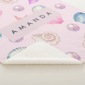 Aangepaste Monogram Kust Zeeschelp Pearl Ocean Gif Sherpa Deken (3/4)