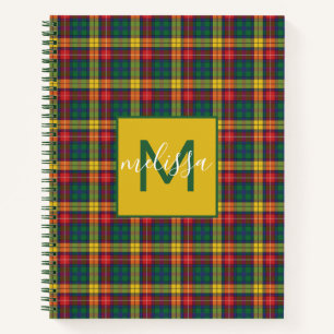 Aangepaste monogram lan Buchanan Tartan Pset Notitieboek