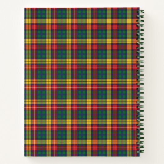 Aangepaste monogram lan Buchanan Tartan Pset Notitieboek (Achterkant)