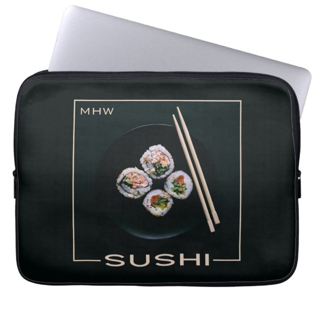 Aangepaste monogram laptophoezen van Sushi Laptop Sleeve (Voorkant)