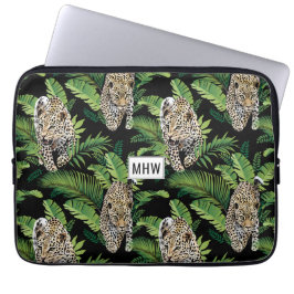 Aangepaste monogram laptophoezen voor luipaarden P Laptop Sleeve