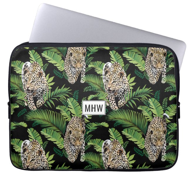 Aangepaste monogram laptophoezen voor luipaarden P Laptop Sleeve (Voorkant)