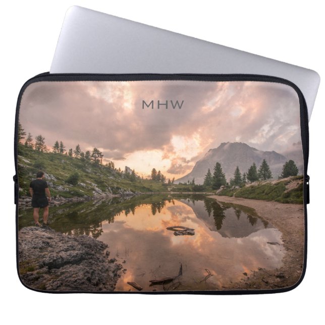 Aangepaste monogram laptophoezen voor Mountain Pon Laptop Sleeve (Voorkant)