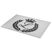 Aangepaste Monogram Laurel bladeren & kroon Snijplank (Hoek)
