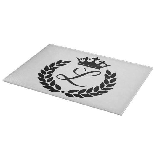 Aangepaste Monogram Laurel bladeren & kroon Snijplank (Hoek)