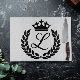 Aangepaste Monogram Laurel bladeren & kroon Snijplank
