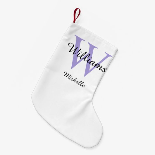 Aangepaste Monogram Lavender Kleine Kerstsok (Voorkant (Hangend))