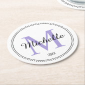 Aangepaste Monogram Lavender Ronde Kartonnen Onderzetter (Gebogen)