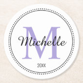 Aangepaste Monogram Lavender Ronde Kartonnen Onderzetter (Voorkant)