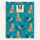 Aangepaste Monogram Leopard Palm Pattern Journal Notitieboek (Voorkant)