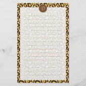 Aangepaste monogram leopard printpapier briefpapier (Voorkant)