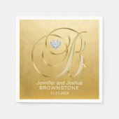 Aangepaste Monogram Letter B Gold Folie Hart Weddi Servet (Voorkant)