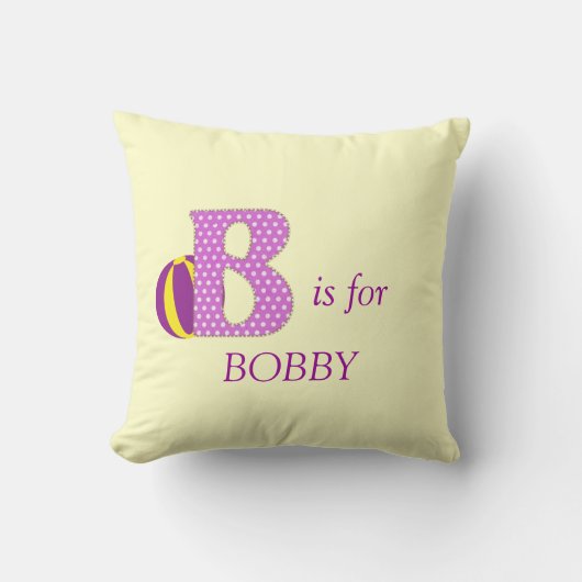 Aangepaste monogram Letter B Neursery Pillow Kussen (Voorkant)