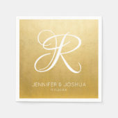 Aangepaste Monogram Letter Gold Folie Wedding Servet (Voorkant)