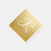 Aangepaste Monogram Letter Gold Folie Wedding Servet (Hoek)