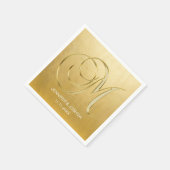 Aangepaste Monogram Letter M Gold Folie Wedding Servet (Hoek)